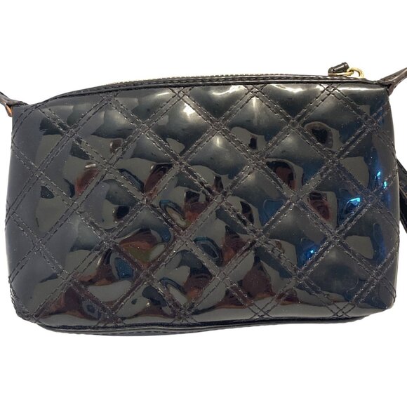 Anne Klein Patent Leather Wristlet Clutch Purse Lined Zippered Black Quilted Bag - Picture 6 of 12